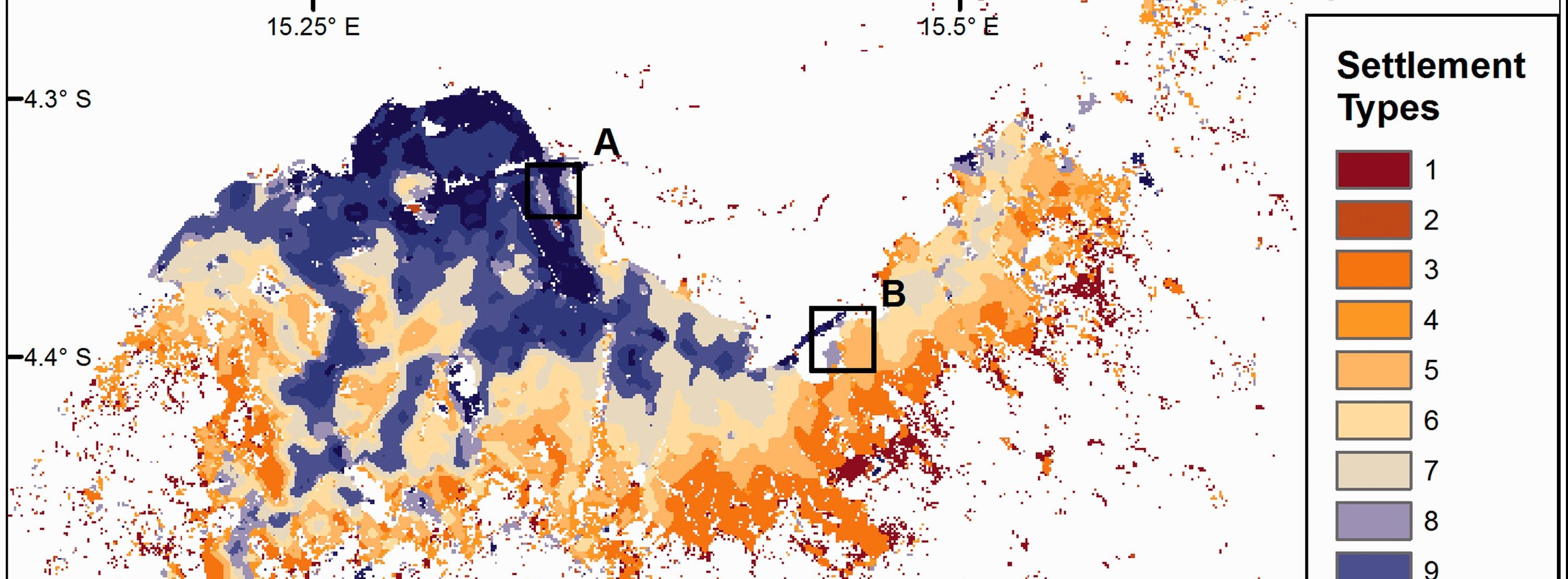 Predicted settlement types for Kinshasa, Democratic Republic of the Congo