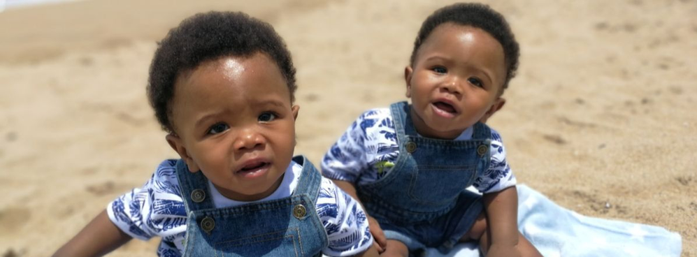 Twins on beach