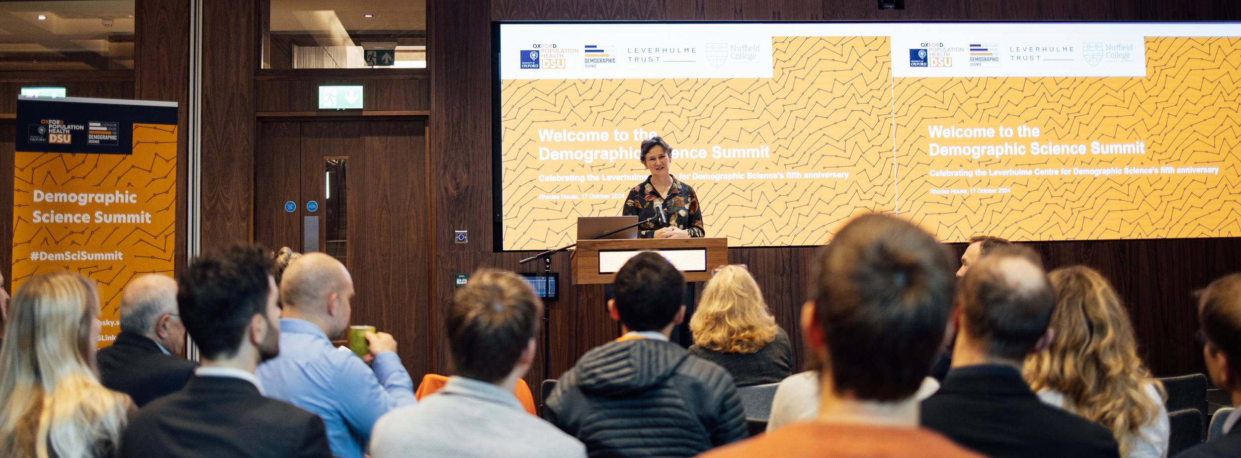 Oxford University's Vice-Chancellor Professor Irene Tracey opening the Demographic Science Summit