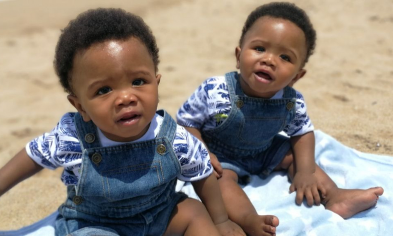 Twins on beach