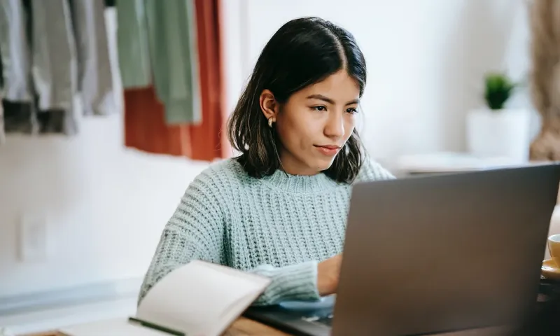 Woman working on laptop